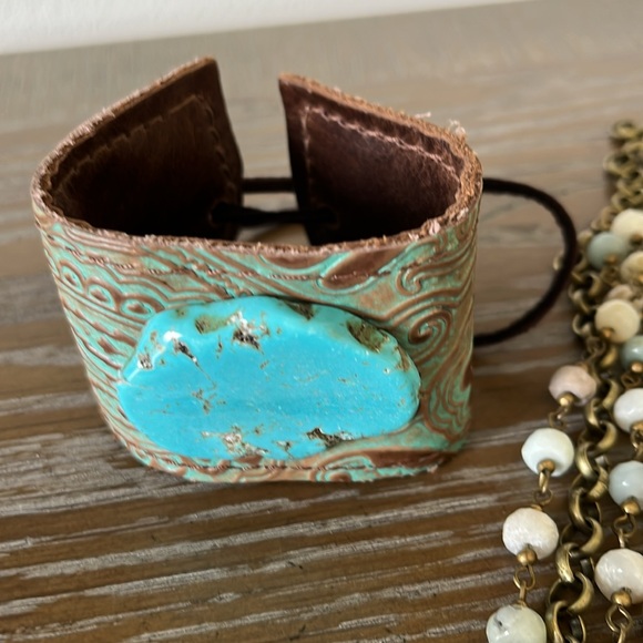 Jewelry - Turquoise Handmade Leather Bracelet